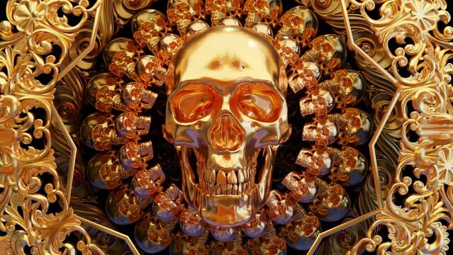 Abstract Golden Skulls, Art Deco Background