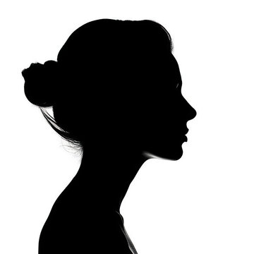 Silhouette of a young woman. Anonymous profile portrait picture. Social media avatar