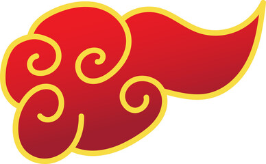chinese red cloud oriental style element design