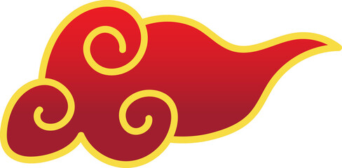 chinese red cloud oriental style element design