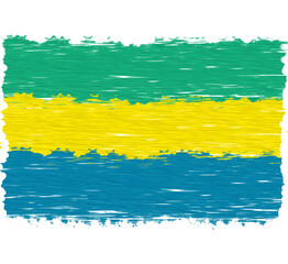 Gabon flag with paint strokes