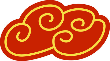 chinese red cloud oriental style element design