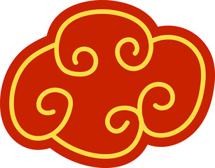 chinese red cloud oriental style element design