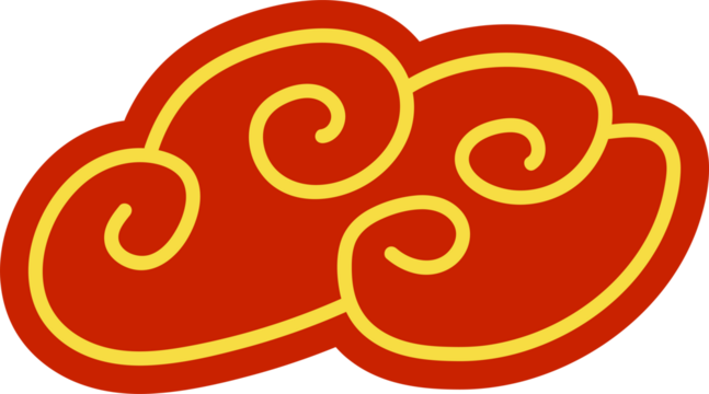 chinese red cloud oriental style element design