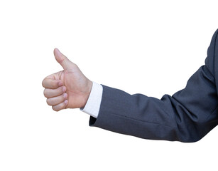 Hand of businessman with thumb symbolically everything ok. Hand isolated on transparent background. PNG File