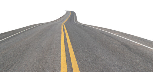 Empty asphalt road isolated on transparent background, PNG File
