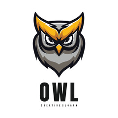 Illustration Head Owl Mascot Logo