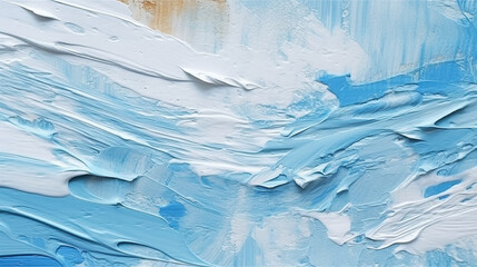 Blue and white oil paint texture background, abstract pattern of brush strokes