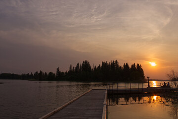 Fototapeta premium Colorful Sunset at Astotin Lake 