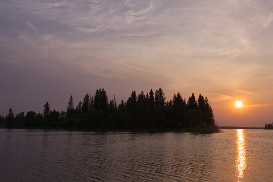 Colorful Sunset at Astotin Lake 