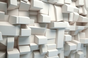 Futuristic 3D wall with tile wallpaper made of polished blocks. Generative AI