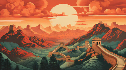 Great Wall of China background wallpaper poster PPT