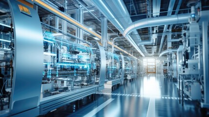 Obraz premium Smart factory with connected infrastructure, Intelligent factory industrial.