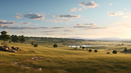 Obraz premium Vast grassland background wallpaper poster PPT