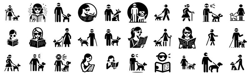 Visualizing Inclusion: Blindness and Accessibility Icons and Pictograms, Set of Editable Stroke Graphics
