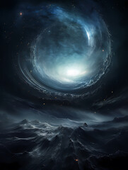 Fototapeta premium Black hole quantum background wallpaper poster PPT