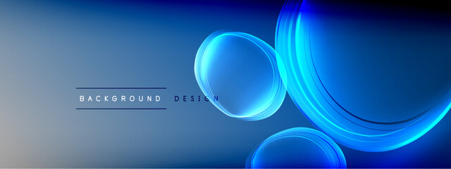 Vector abstract background - liquid transparent bubble shapes on fluid gradient with shadows and light effects