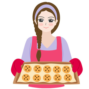 woman bake cookies
