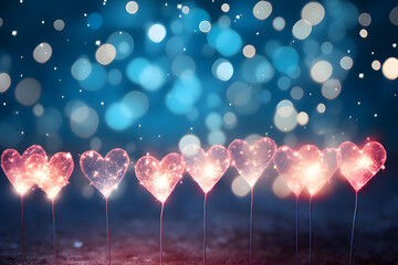 heart shaped lights with bokeh background