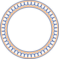 Vector colored round Yakut ornament. Endless circle, border, frame of the northern peoples of the Far East.