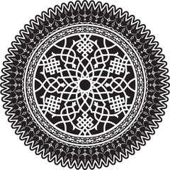 Vector black monochrome round turkish ornament. Ottoman circle, ring, frame.