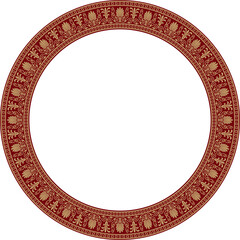 Vector gold and red round classical Greek ornament. European ornament. Border, frame, circle, ring Ancient Greece, Roman Empire..