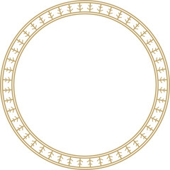 Vector gold round Yakut ornament. Endless circle, border, frame of the northern peoples of the Far East.
