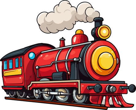 Cute train in cartoon style