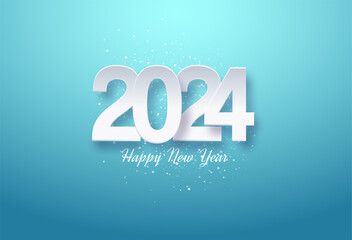 2024 new year celebration with stacked pure white numbers. vector premium design.