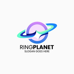 Vector Logo Illustration Ring Planet Gradient Colorful Style