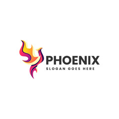 Vector Logo Illustration Phoenix Gradient Colorful Style
