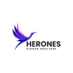 Vector Logo Illustration Heron Gradient Colorful Style