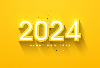 yellow numbers combined with a white line in the middle for the 2024 new year celebration. design premium vector.