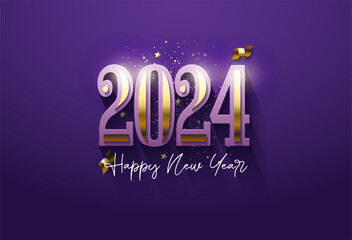 very fancy festive number for 2024 new year celebration. design premium vector.