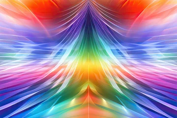 Deurstickers transparent rainbow holographic mirror background © Kien
