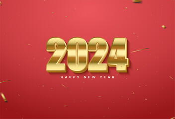 2024 new year celebration with a simple number color combination. design premium vector.