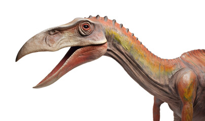 side view, close up shot, portrait of dinosaur isolated on transparent background.