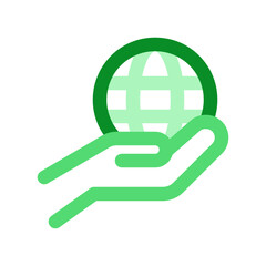Editable hand holding earth, environment care, save the earth vector icon. Ecology, eco-friendly. Part of a big icon set family. Perfect for web and app interfaces, presentations, infographics, etc