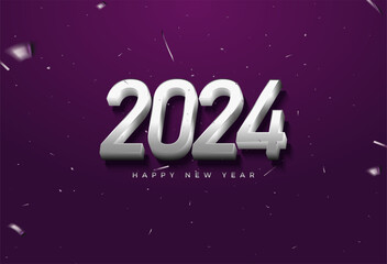 Fototapeta na wymiar 2024 new year with italic 3d number illustration. design premium vector.