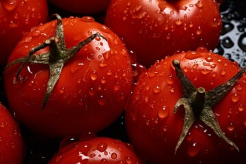 Wet red tomatoes. Generative AI
