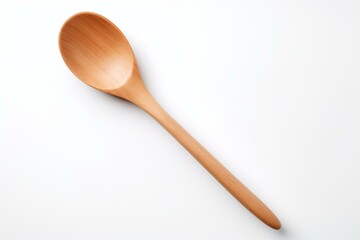 A wooden spoon isolated on a white background. Generative AI