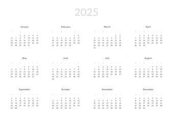 Simple Blocks calendar template Mon