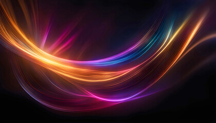 Elegant energetic light lines. Flow of different colors flickers, digital art, abstract background,