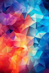 Obraz premium Mosaic background with colorful triangles, light and color effects, whimsical abstractions.