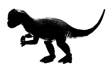 black dinosaur silhouette isolated on white background, model of dinosaurs toys