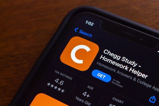Vancouver, CANADA - Sep 18 2023 : Chegg app seen in App Store in an iPhone. Chegg, Inc., is an US education technology company that provides homework help for school students.