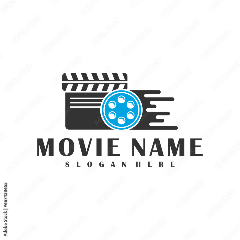 Wall mural fast film logo design concept vector. cinema illustration design