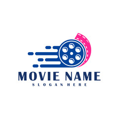 Fast Film logo design concept vector. Cinema illustration design