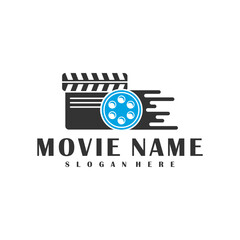 Fototapeta premium Fast Film logo design concept vector. Cinema illustration design