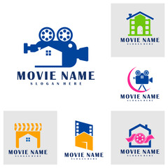 Naklejka premium Set of House Film logo design concept vector. Cinema illustration design